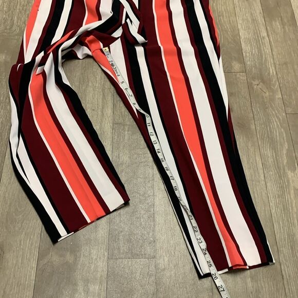 Womens Express Striped High Rise Ankle Career Business Work Pants - Picture 3 of 8
